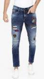 Ecko Unltd Blue Slim Fit Mid Rise Low Distress Jeans Men