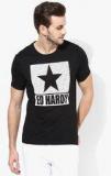 Ed Hardy Black Printed Round Neck T Shirt men