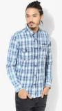 Ed Hardy Blue Checked Slim Fit Casual Shirt Men