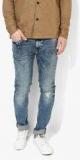 Ed Hardy Blue Washed Low Rise Slim Fit Jeans Men