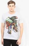 Ed Hardy Grey Milange Printed Round Neck T Shirt men