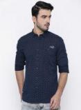 Ed Hardy Navy Blue Printed Regular Fit Casual Shirt Men