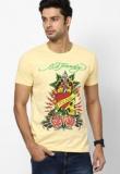 Ed Hardy Yellow Round Neck T Shirts men