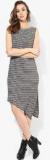 Elle Black Coloured Striped Asymmetric Dress Women