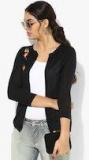 Elle Black Solid Sweat Jacket Women