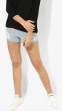 Elle Light Blue Solid Shorts women