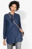 Elle Navy Blue Solid Tunic women