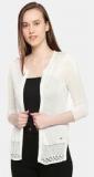 Elle Off White Solid Open Front Shrug Women