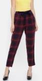 Elle Red Checked Slim Fit Chinos Women