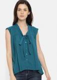 Elle Teal Solid Blouse Women