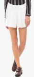 Elle White Solid Shorts women