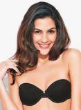 Enamor Black Solid Lightly Padded Underwired Strapless Bra Women