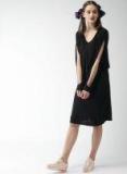 Encrypt Women Black Solid A Line Dress