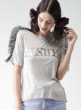 Encrypt Women Grey Melange Printed Top