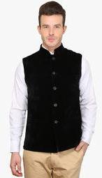 Envoy Black Solid Waistcoat Men