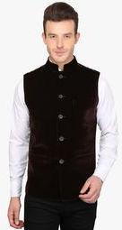 Envoy Brown Solid Waistcoat Men