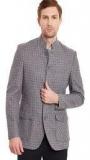 Envoy Grey Checks Mandarin Collar Blazer Men