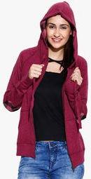 Envy Me Maroon Solid Hoodie Women