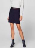 Esprit Navy Blue Solid Straight Mini Skirt Women