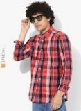 Esprit Red Regular Fit Checked Casual Shirt Men