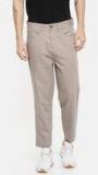 Ether Beige Regular Fit Solid Chinos Men