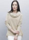 Ether Beige Solid Sweater Women