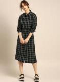 Ether Black Checked Shirt Dress Women