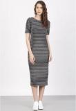 Ether Black Coloured Striped Shift Dress Women