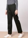 Ether Black Regular Fit Solid Joggers Women