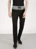 Ether Black Regular Fit Solid Track Pants Men