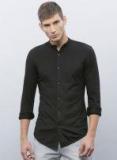 Ether Black Slim Fit Knitted Slim Fit Casual Shirt Men