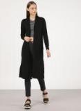 Ether Black Striped Open Front Shrug Women