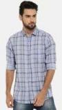 Ether Blue Slim Fit Checked Formal Shirt Men