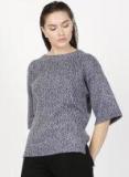 Ether Blue Textured Sweater Women