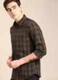 Ether Brown Regular Fit Checked Casual Shirt Men