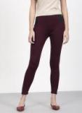 Ether Burgundy Ankle Length Leggings Women