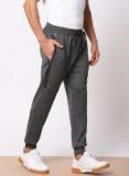 Ether Charcoal Grey Regular Fit Solid Joggers Men