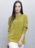 Ether Green Self Pattern Sweater Women