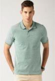 Ether Green Solid Polo T Shirt Men