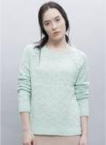 Ether Green Solid Sweater Women