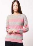 Ether Grey & Pink Striped Pullover Sweater Women