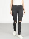 Ether Grey Slash Knee Leggings Women