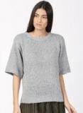 Ether Grey Solid Pullover Sweater Women