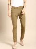 Ether Khaki Solid Regular Fit Chinos Men