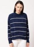 Ether Navy Blue Striped Pullover Women