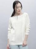 Ether Off White Self Pattern Sweater Women