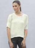 Ether Off White Solid Sweater Women