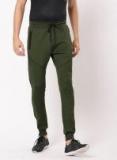 Ether Olive Solid Straight Fit Joggers Men