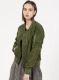 Ether Olive Solid Winter Jacket Women