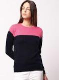 Ether Pink & Black Colourblocked Pullover Sweater Women